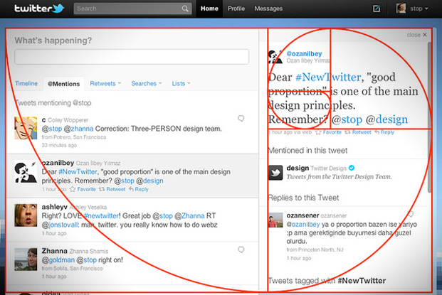 new twitter design based on the golden ratio
